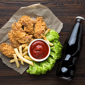 1PC Chicken,3 Spicy Wings,Reg Fries & Drink 